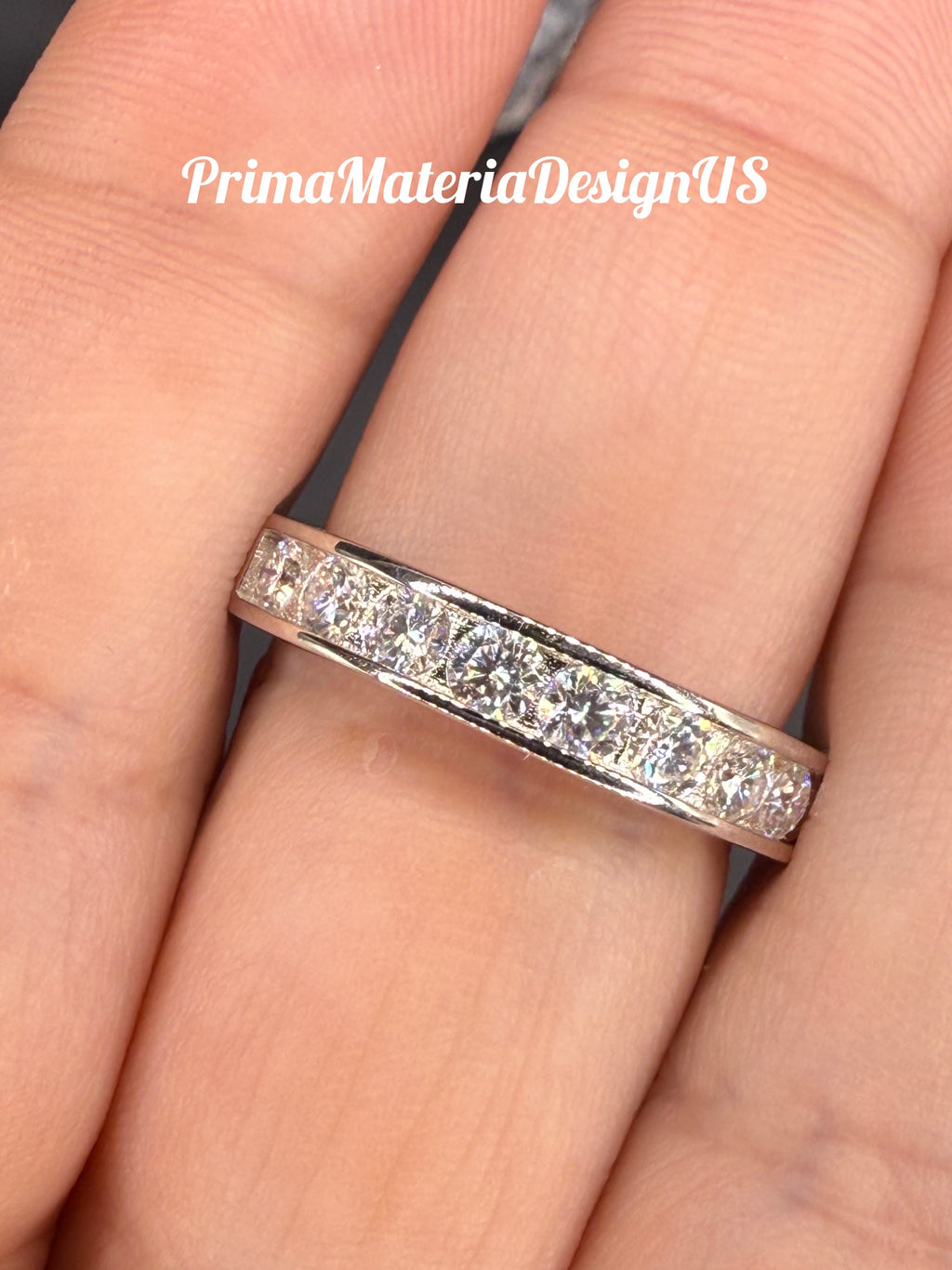 New - 1 Carat twt Half Eternity Unisex Moissanite Wedding Band - Size 8