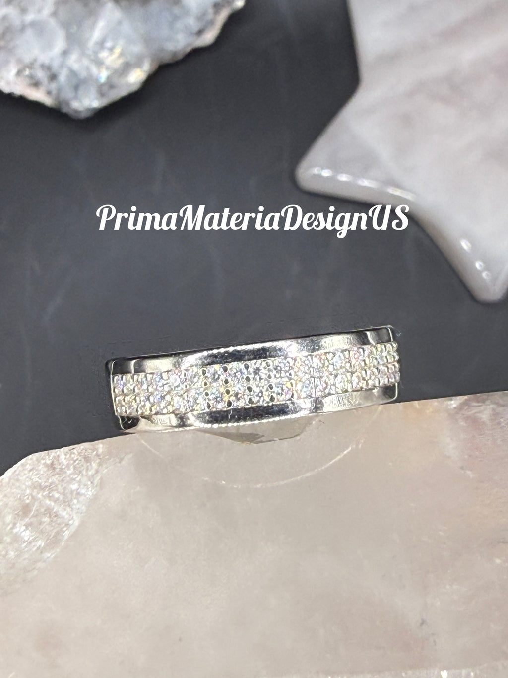 NEW - .8 Carat twt 2 Row Half Eternity Sterling Silver Moissanite Unisex Wedding Band - Size 9