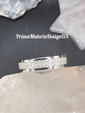 NEW - .8 Carat twt 2 Row Half Eternity Sterling Silver Moissanite Unisex Wedding Band - Size 9