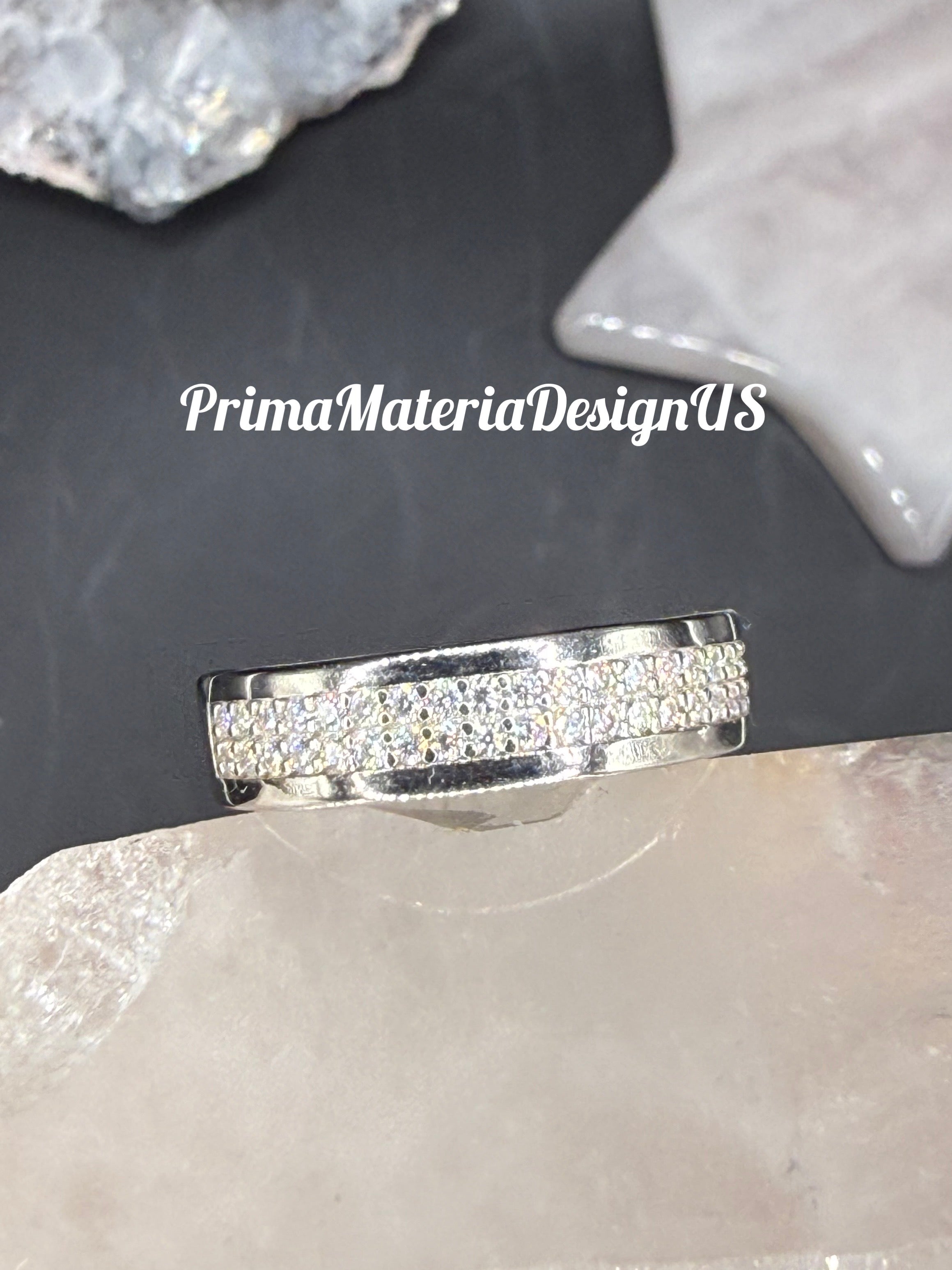 NEW - .8 Carat twt 2 Row Half Eternity Sterling Silver Moissanite Unisex Wedding Band - Size 9