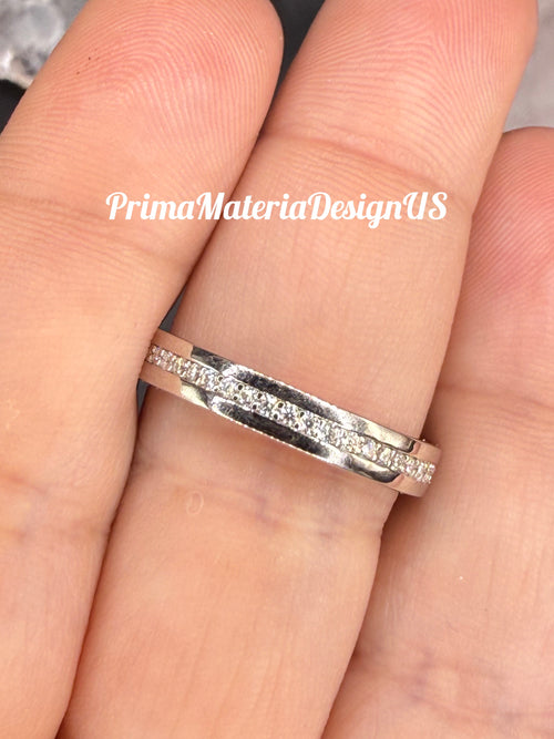 New - .54 Carat twt Moissanite Sterling Silver Unisex Wedding Band - Size 9