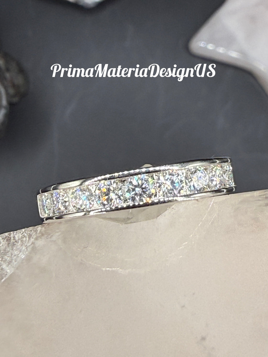New - 1 Carat twt Half Eternity Unisex Moissanite Wedding Band - Size 8
