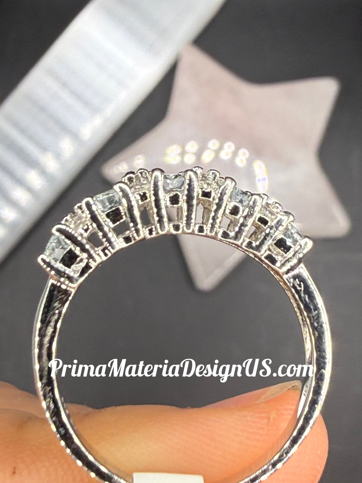 NEW - 1.25 Carat Natural Aquamarine and Diamond Solid Silver Ring - Local Jeweler Made - Size 8