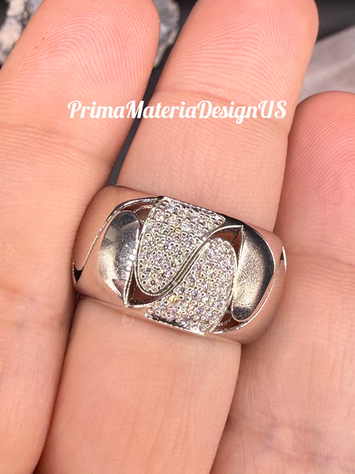 New - .53 Carat twt Wide Moissanite Cluster Sterling Silver Unisex Ring - Size 8