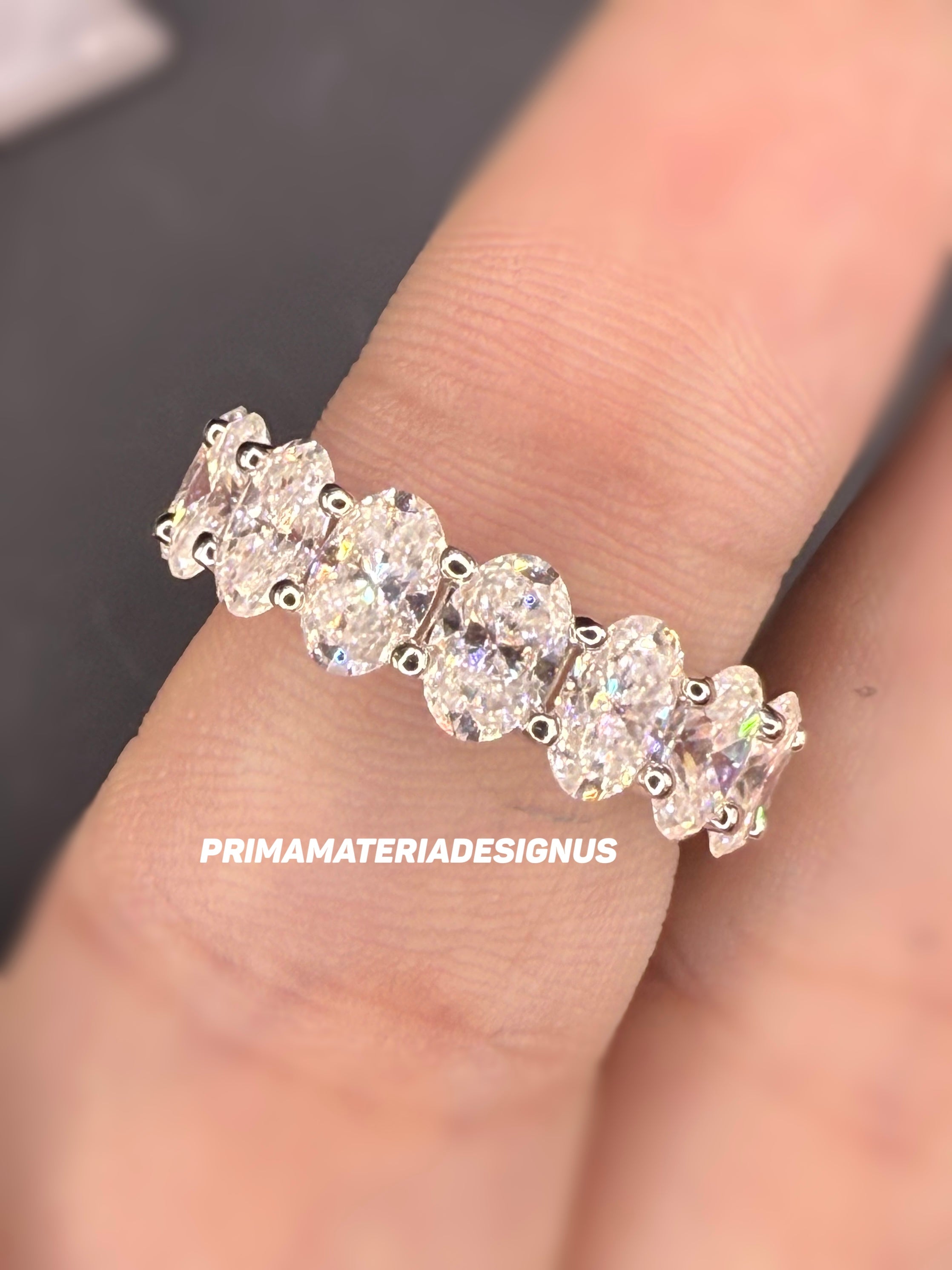 New - 8 Carat twt Moissanite Baguette Sterling Silver Eternity Ring - Size 6