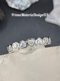 New - 2.16 Carat twt Moissanite Hearts Sterling Silver Eternity Ring - Size 7