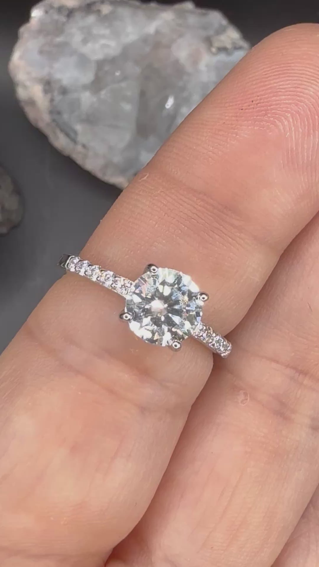 New - 1.36 Carat Brilliant Round Cut Moissanite Sterling Silver Engagement Ring - Size 6