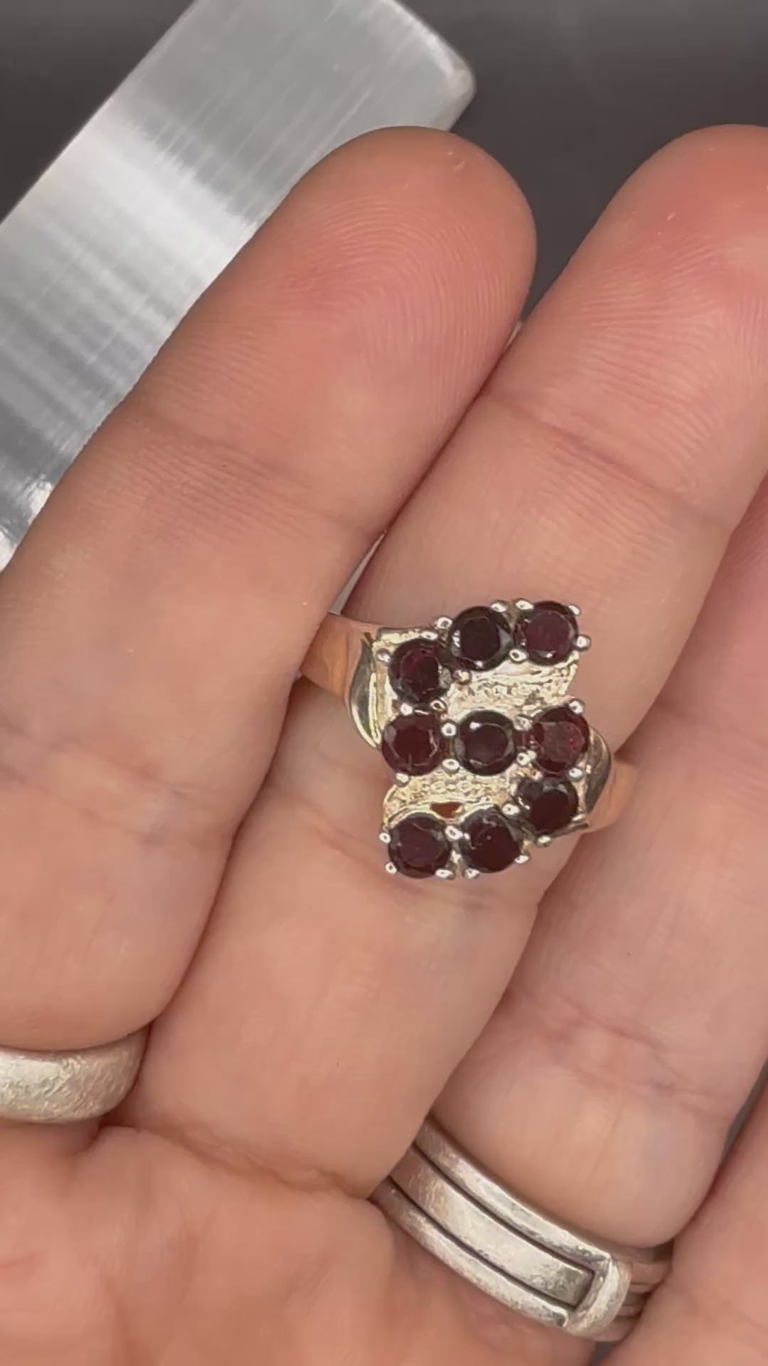 NEW - 1.98 Carat twt Natural Round Garnet Solid Silver Ring - Local Jeweler Made  - Size 7