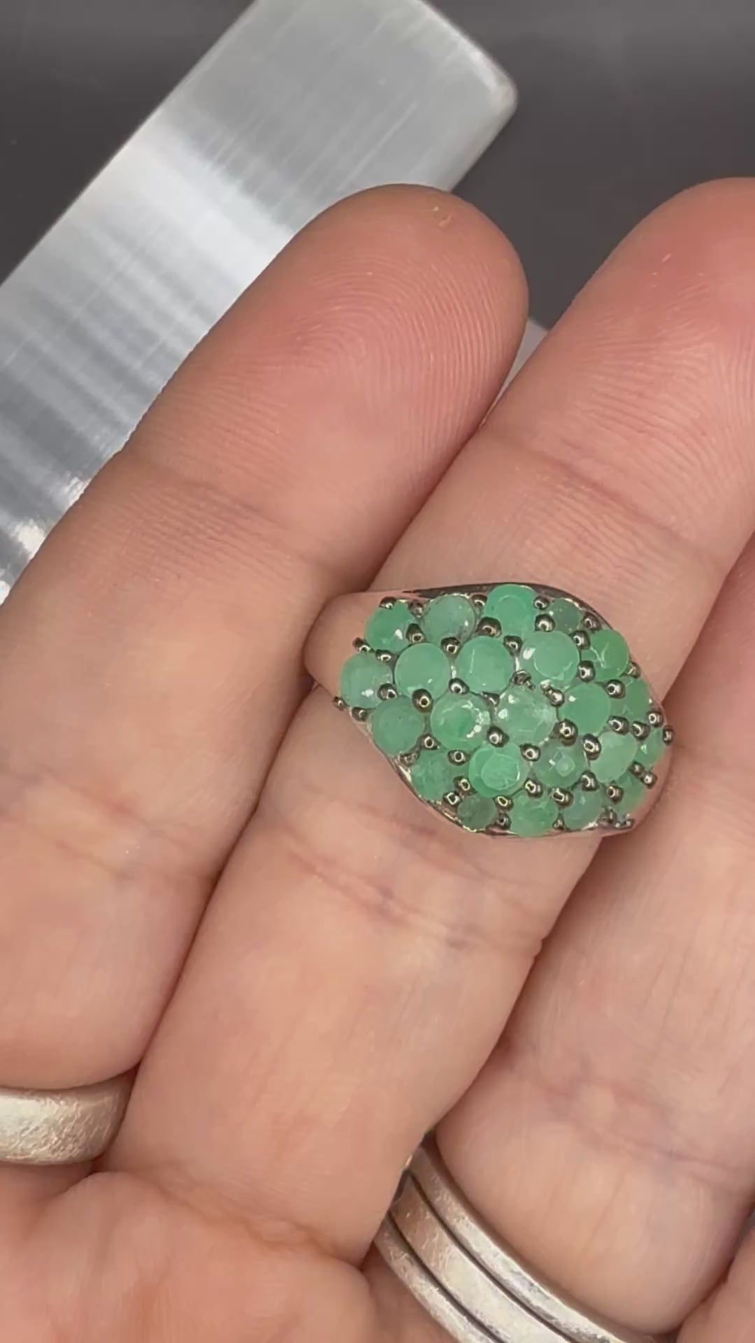 NEW - 2.23 Carat twt Natural Emerald Unisex Solid Silver Cluster Ring  - Local Jeweler Made - Size 7