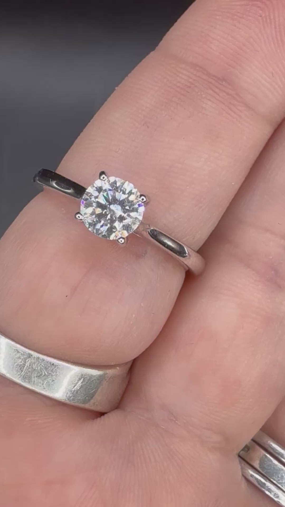 New - .8 Carat Brilliant Round Cut Moissanite Solitaire Sterling Silver Engagement Ring - Size 6 and 8