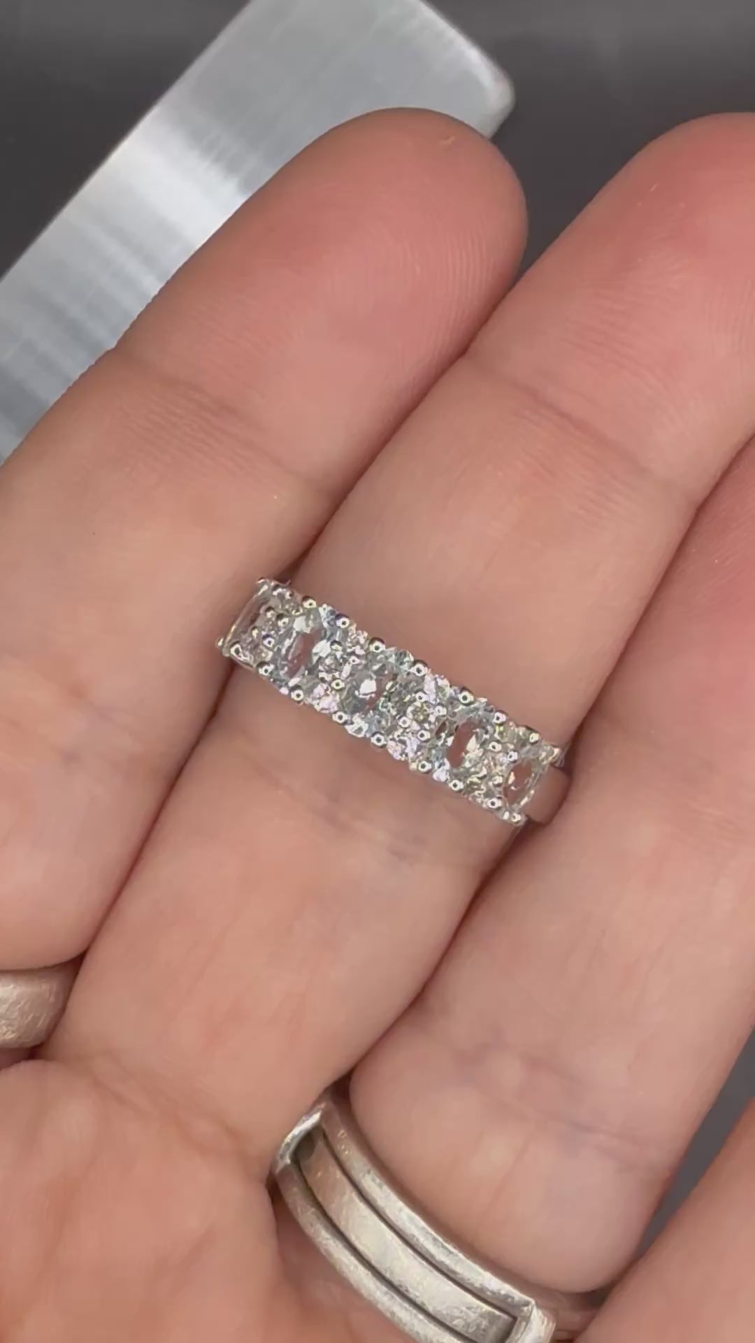 NEW - 1.25 Carat Natural Aquamarine and Diamond Solid Silver Ring - Local Jeweler Made - Size 8