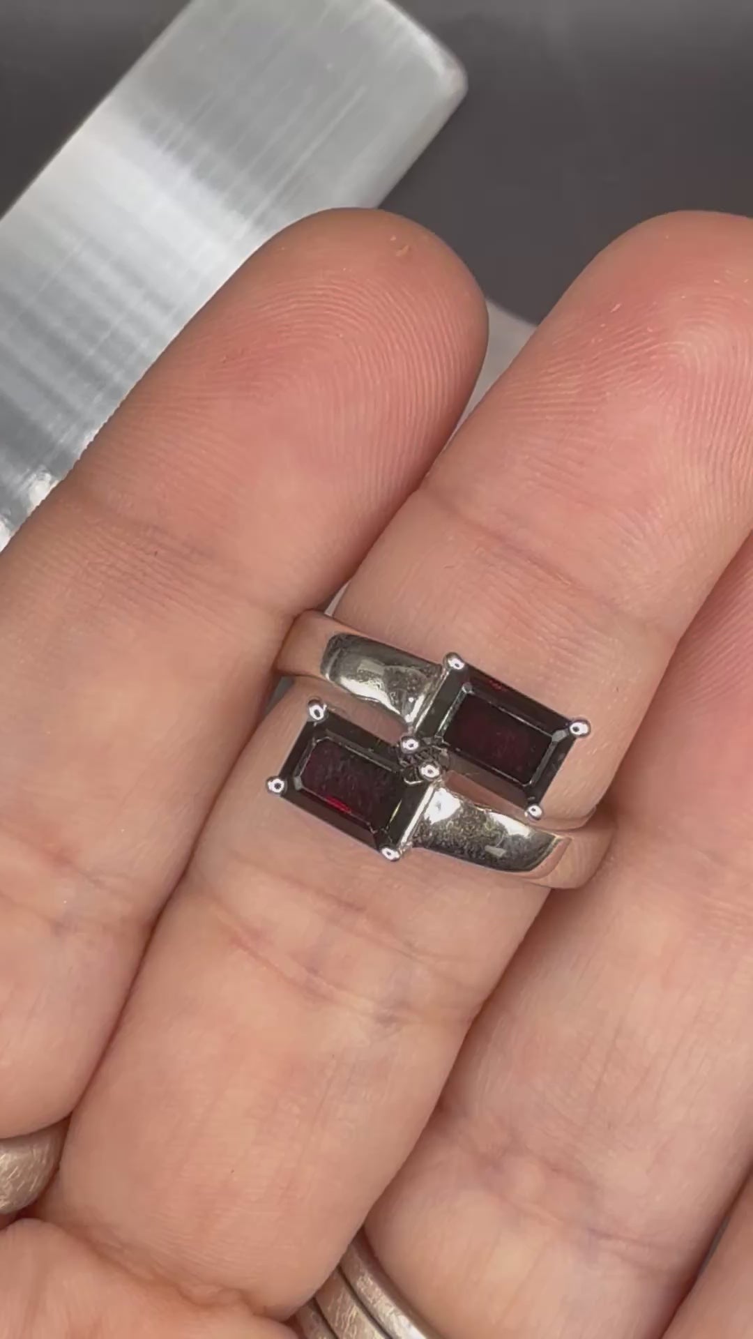 NEW - 2.4 Carat twt Natural Emerald Cut Garnet Solid Silver Ring - Local Jeweler Made - Size 7