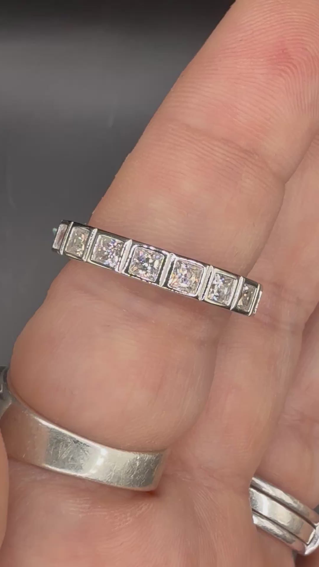 New - 2.64 Carat twt Moissanite Squares Unisex Sterling Silver Wedding Band - Size 8