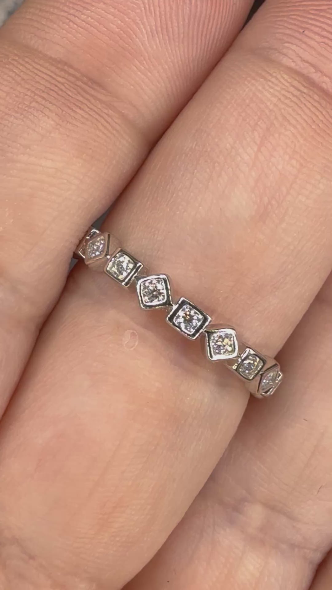 New - .69 Carat twt Dainty Moissanite Shapes Eternity Band - Size 8