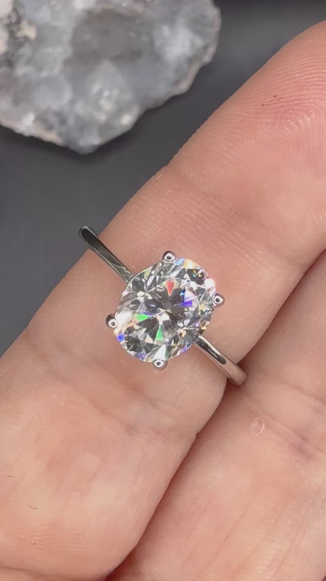 New - 2 Carat Oval Moissanite Solitaire Sterling Silver Engagement Ring - Size 7
