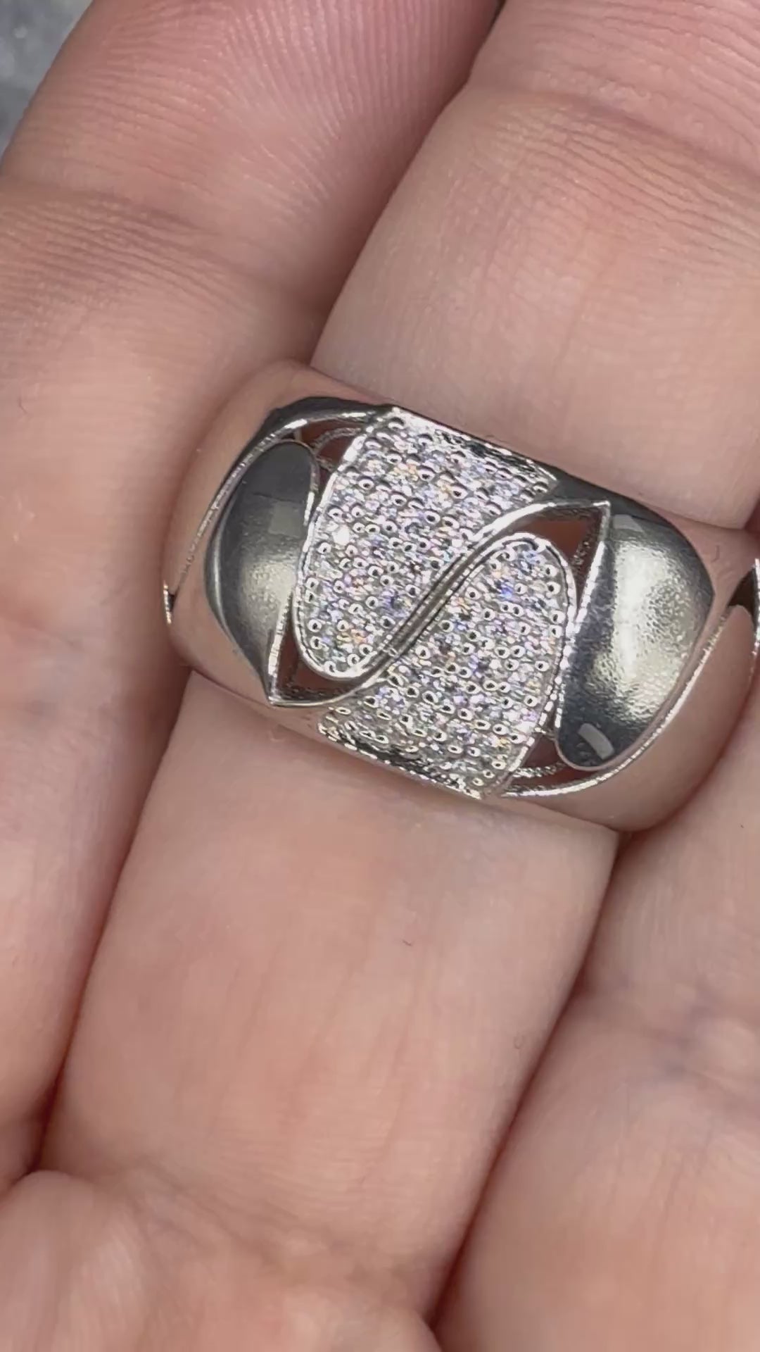 New - .53 Carat twt Wide Moissanite Cluster Sterling Silver Unisex Ring - Size 8