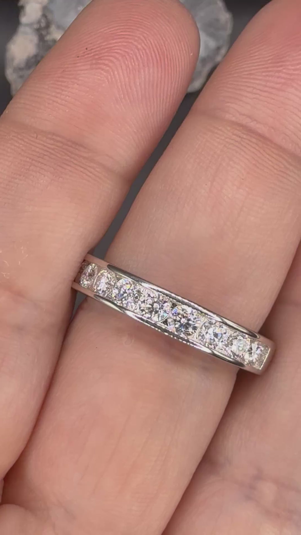 New - 1 Carat twt Half Eternity Unisex Moissanite Wedding Band - Size 8
