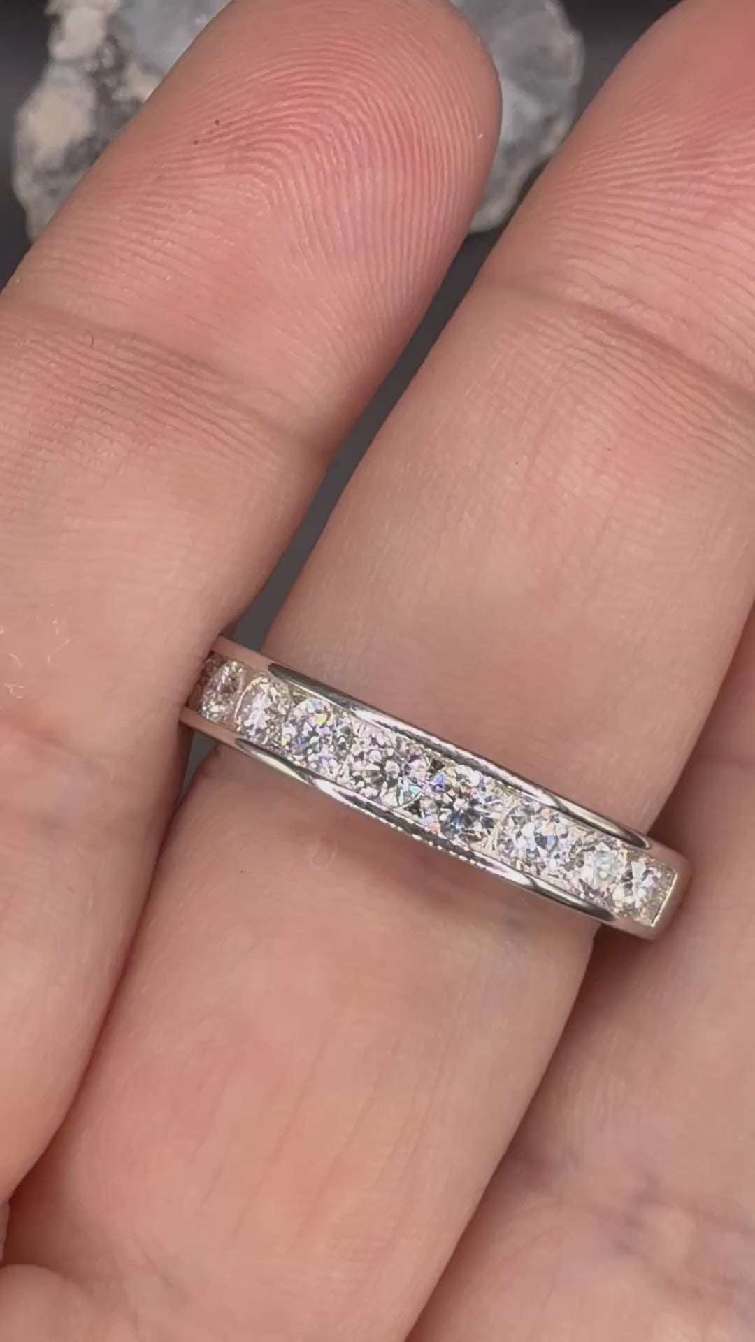 New - 1 Carat twt Half Eternity Unisex Moissanite Wedding Band - Size 8