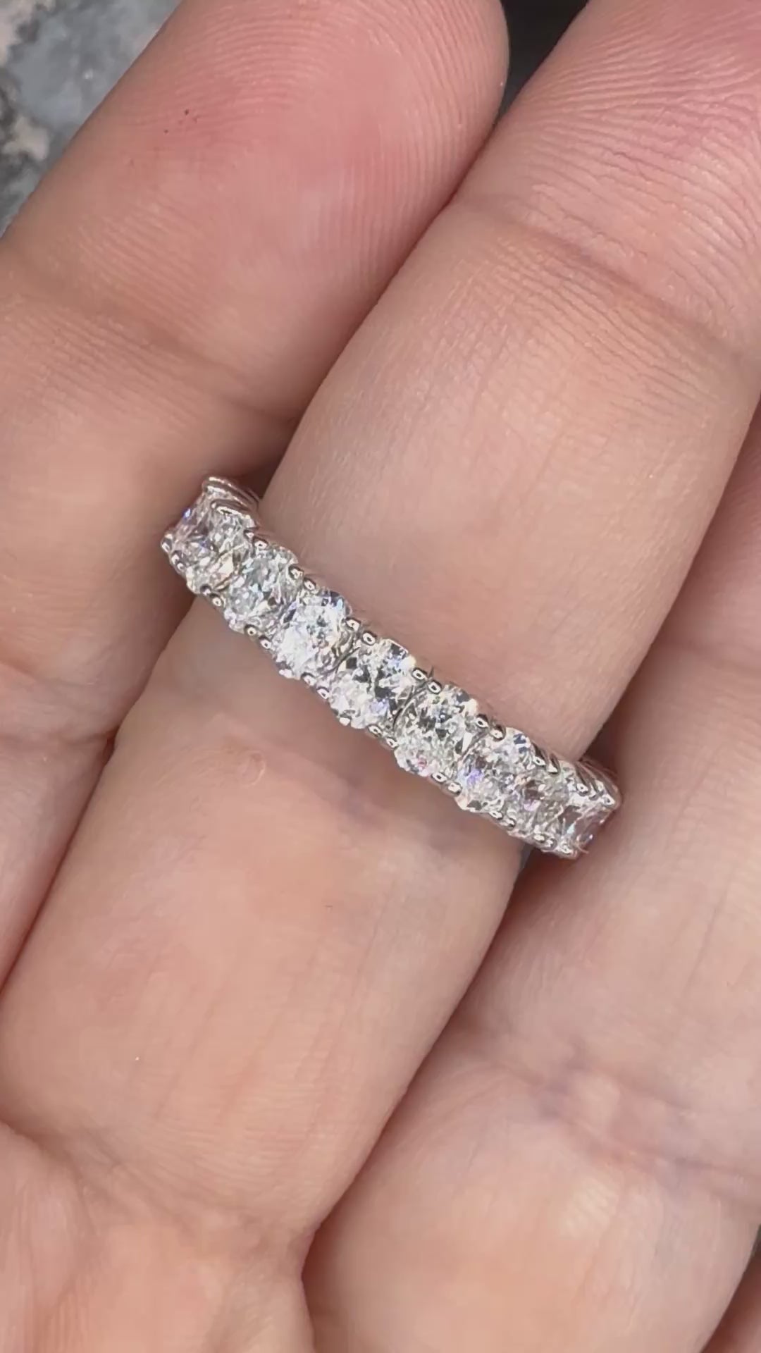 New - 4.2 Carat twt Moissanite Baguette Sterling Silver Eternity Ring - Size 8