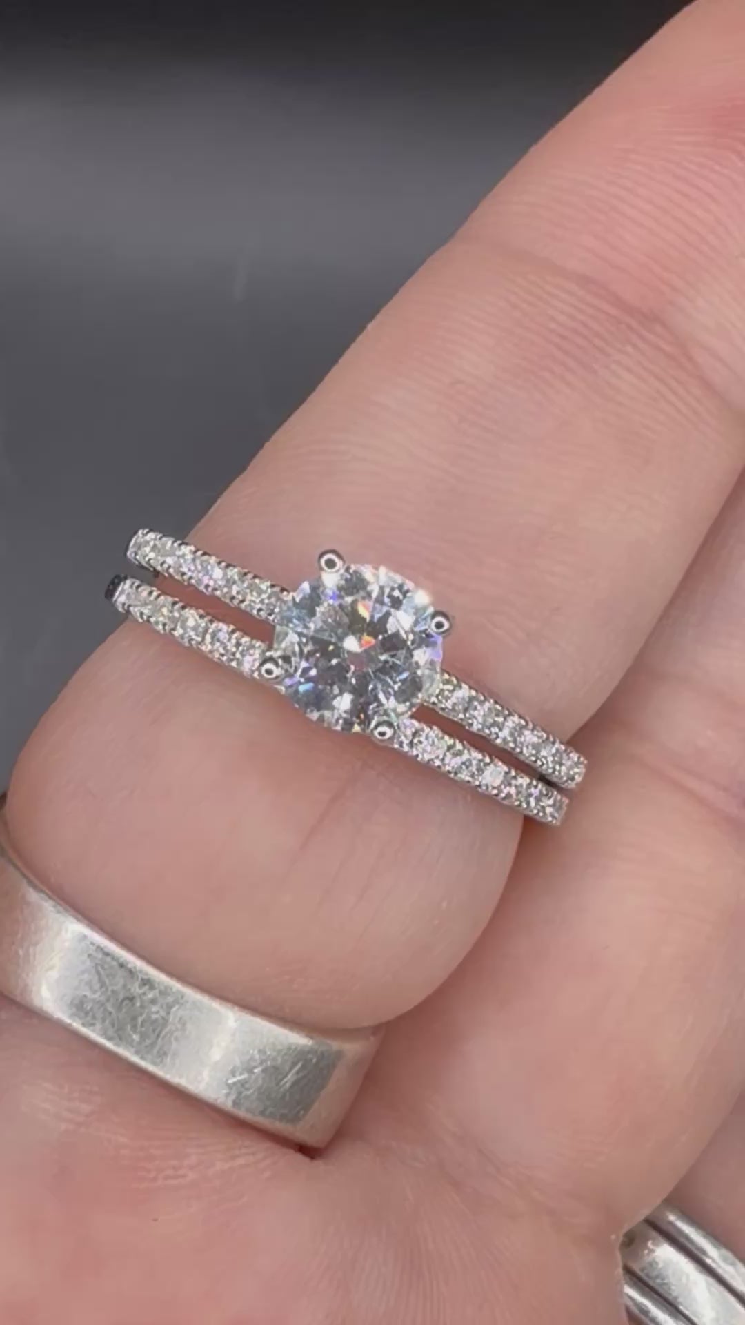 New - 1.41 Carat twt Brilliant Round Moissanite Sterling Silver Engagement Set - Sizes 5 and 9
